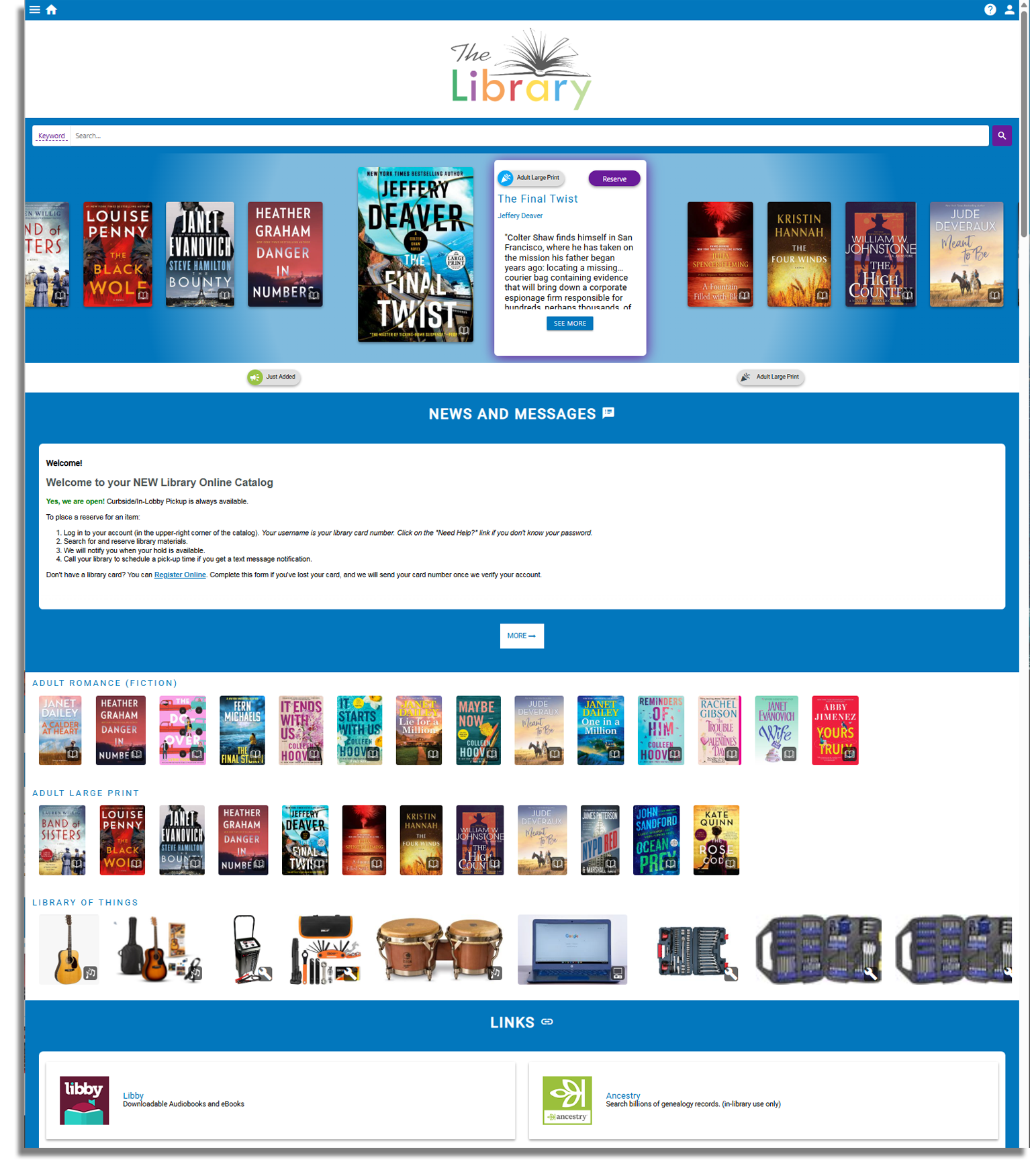 Gallery OPAC Homepage Widgets